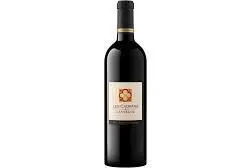 Single red wine bottle with cream label