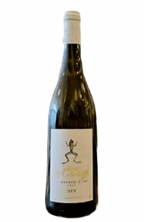 Tall white wine bottle with abstract label