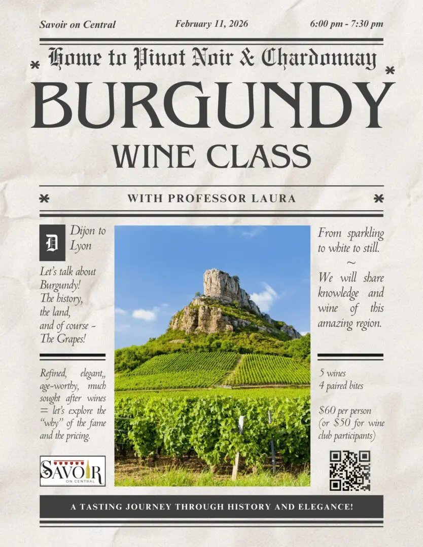 Vintage style Burgundy wine class flyer