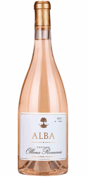 Alba rosé wine bottle with white label